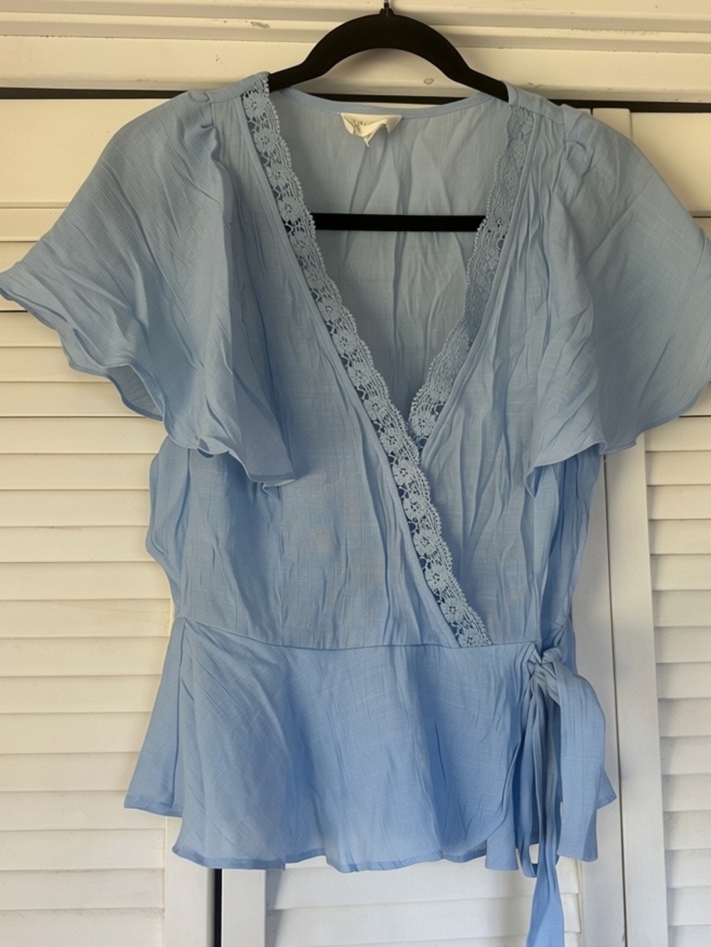 Meraki Light Blue Lace-Trim Top